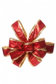 Large Bow Satin 11 Loop Red and Gold No Tails 1M