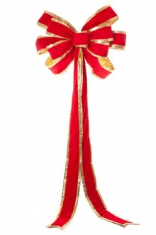 Large Bow Velvet 11 Loop Red and Gold 1M