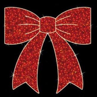 Bow 2D Red Illuminated 230Volt Warm White LED and Rope Light Outline 4M x 4M 
