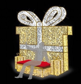 Gift Box Armchair Throne 3D Gold Illuminated 24Volt Warm and Cool White LED 3M