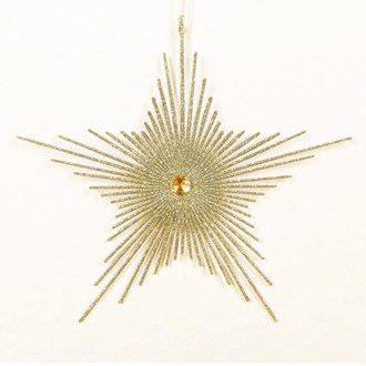 Ornament Pin Star Gold Glitter 200mm