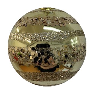 Bauble Shiny Champagne with Sequin Glitter Lines