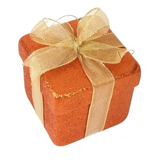 Gift Box Copper Glitter with Gold Ribbon 