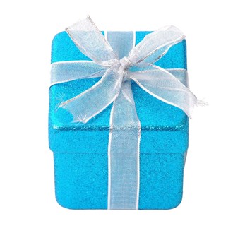 Gift Box Teal Glitter with White Ribbon 