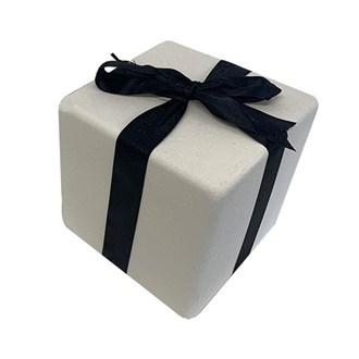 Gift Box White Glitter with Black Ribbon 