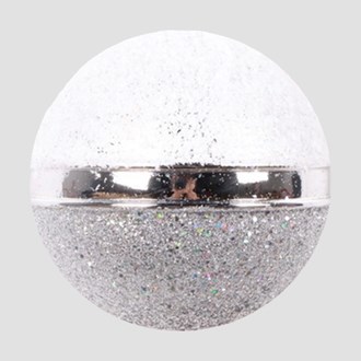 Bauble Belt Ball Silver and White with Glitter 80mm