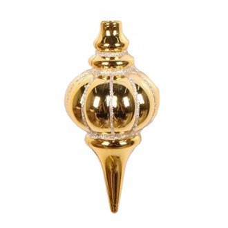 Ornament Finial Shiny Gold with Champagne Glitter 120mm