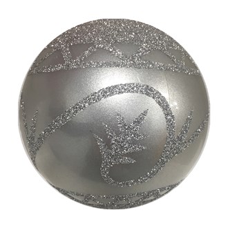 Bauble Candy Apple Silver with Glitter 100mm 