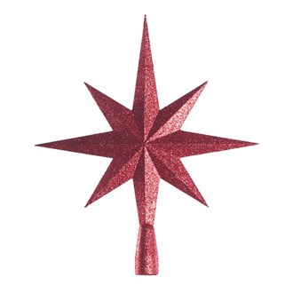 Star 8 Point Glitter Red with Socket 400mm