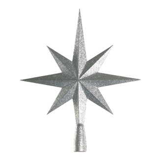 Star 8 Point Glitter Silver with Socket 400mm
