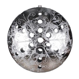 Large Flat Hollow Ball Antique Silver with Gold Glitter Scroll 300mm