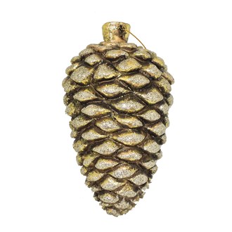 Ornament Pine Cone Gold with Glitter 140mm 