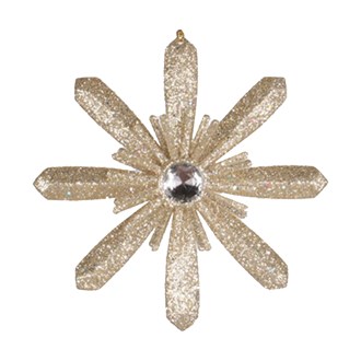 Ornament Snowflake Champagne Glitter 110mm