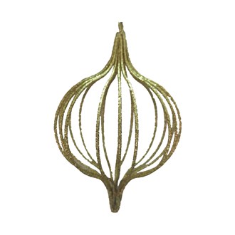 Ornament Metal Framework Onion Glitter Gold 130mm 