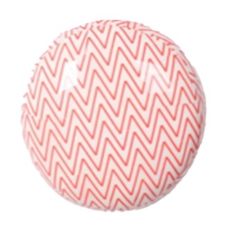 Bauble Flat Ball Zig Zag Red and White 60mm