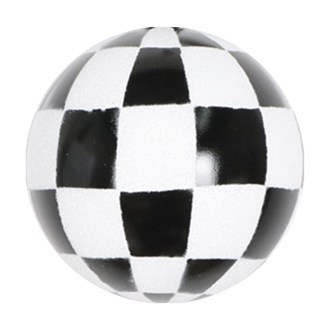 Bauble Black with White Glitter Check 80mm