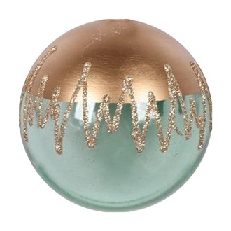 Bauble Clear Light Green with Gold Top Half 80mm