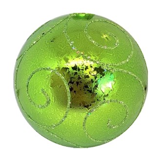 Bauble Mercury Finish Lime with Lime Glitter Swirl 100mm