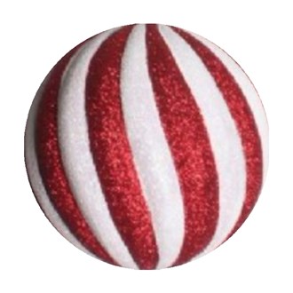 Bauble Red Glitter with White Glitter 100mm