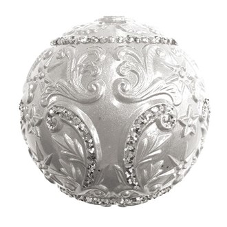 Bauble Embossed Candy Apple Silver 100mm