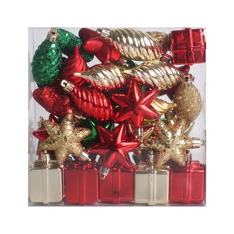 Ornament Pack Red Green and Gold 36 pieces