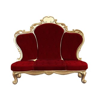 Santa Throne Deluxe Wide Fibreglass Gold with Red Velvet 1.8M 