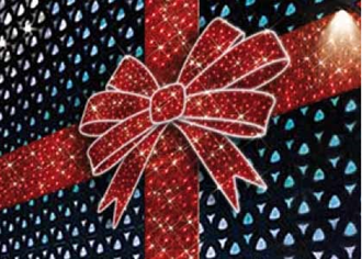 Bow 3D Red Illuminated 230V Warm White LED and Rope Light 4M x 5.4M