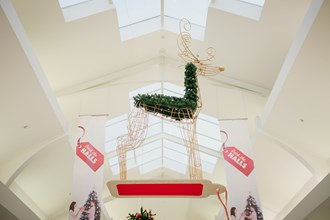 Reindeer Standing Gold Frame with Greenery Saddle 2M