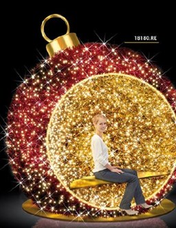 Bauble 3D Seating/Selfie Station Gold Illuminated 24Volt Warm White LED 2.6M x 2.3M