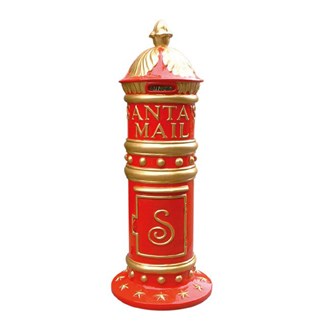 Santa Mailbox Traditional Style Red and Gold Fibreglass 1.68M x 650mm