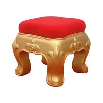 Santa Throne Footstool Gold Fibreglass with Red Velvet Padding  400mm x 420mm