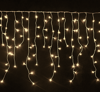 Icicle Light Warm White LED on White Cable 3Mx 300-400 and 600mm Drops Outdoor Joinable