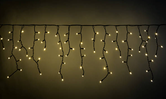 Icicle Light Warm White 20% Flash LED on Black Cable 3M x 600mm Outdoor Joinable