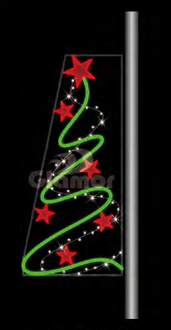 Lamp Post Motif Green Tree with Red Stars 2M x 900mm
