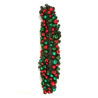 Garland Straight Green Pre Decorated with Red and Green 400mm x  3.6M