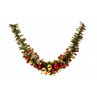 Garland Swag Green Pre Decorated with Red and Gold 