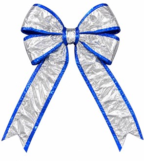 Large Bow Velvet 4 Loop Blue and Silver 600mm