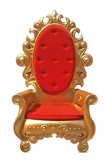 Santa Throne Traditional Gold Fibreglass with Red Velvet 2.09H x 1.25
