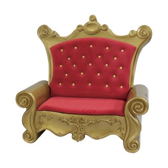 Santa Throne Wide Regal Fibreglass Gold with Red Velvet 1.45M