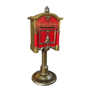 Santa Mailbox Pedestal Style Red and Gold Fibreglass 1.7M 