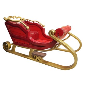 PRE-LOVED Santa Sleigh 2 Seater Fibreglass Red and Gold 1.2M x 2M