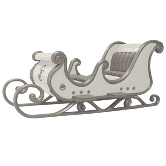 Santa Sleigh 4 Seater Fibreglass White and Silver 1.4M x 3M