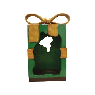 Open Gift Box Fibreglass Green and Gold 2.4M