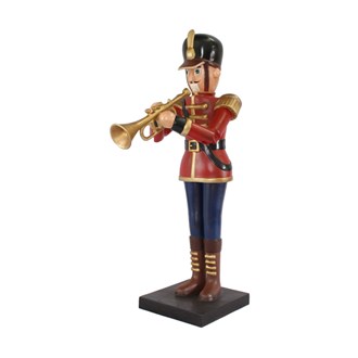 Nutcracker with Trumpet Fibreglass Red Blue and Gold 1.8M