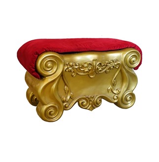 PRE-LOVED Santa Throne Wide Footstool Gold Fibreglass with Red Velvet Padding 400mm 