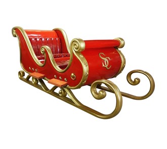 Santa Sleigh 4 Seater Fibreglass Red and Gold 1.4M x 3M