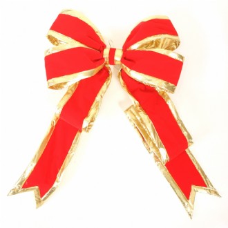 Large Bow Velvet 4 Loop Red and Gold 600mm
