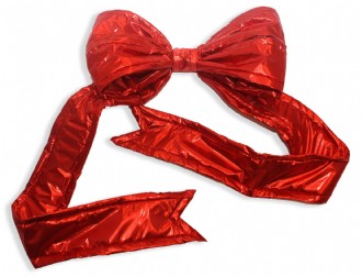 Large Bow Satin 4 Loop Red 600mm