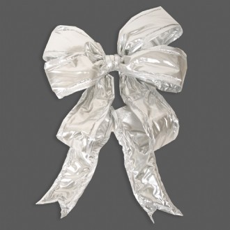 Large Bow Satin 4 Loop Silver 600mm