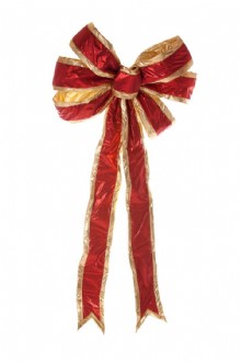 Large Bow Satin 7 Loop Red and Gold 900mm